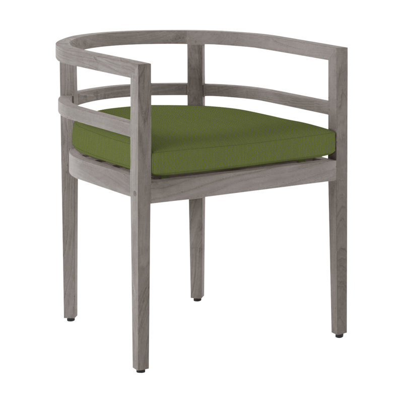 Chaise avec accoudoirs d'extérieur en teck Santa Barbara, Pas de soudure, Forêt de lin, Teck huître