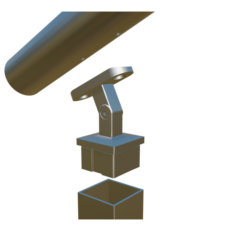 Square Profile Top Mounted Stainless Steel Post Round Saddle Handrail Pivotable Support