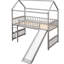 Lit mezzanine simple avec glissade Conception ludique pour le divertissement. Structure solide en gris. Matériaux longévité