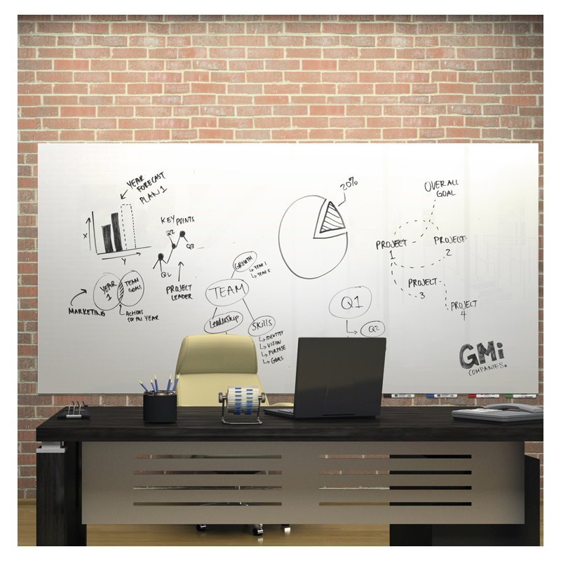 Tableau blanc mural Aria, H 48 po x l 72 po x L 72 po, Blanc, Non