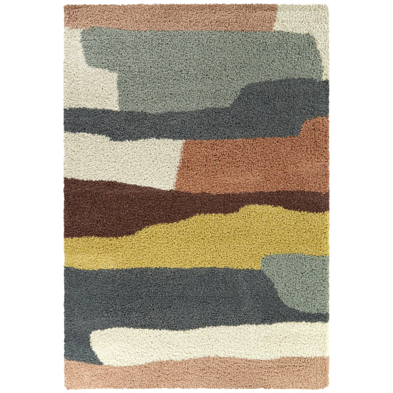 Clematine Abstract Shag Area Rug, Rectangle 5'3" x 7'