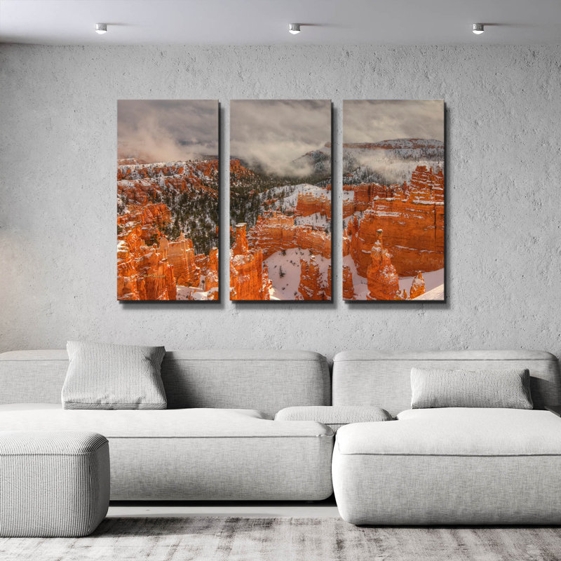 « Hoodoos et jeux de lumière » de Bill Sherrell, triptyque mural, 152 x 102 cm, 60"x40"