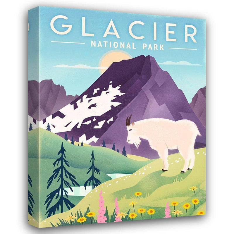 Toile tendue avec châssis Union Rustic Wickstrom, Martin, titre: Glacier National Park, Goat, H 47 po x l 36 po