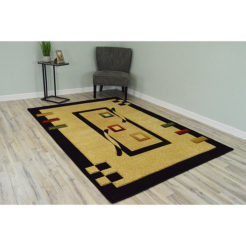 Tapis beige/noir sud-ouest Mccampbell, Rectangle 5 pi x 7 pi