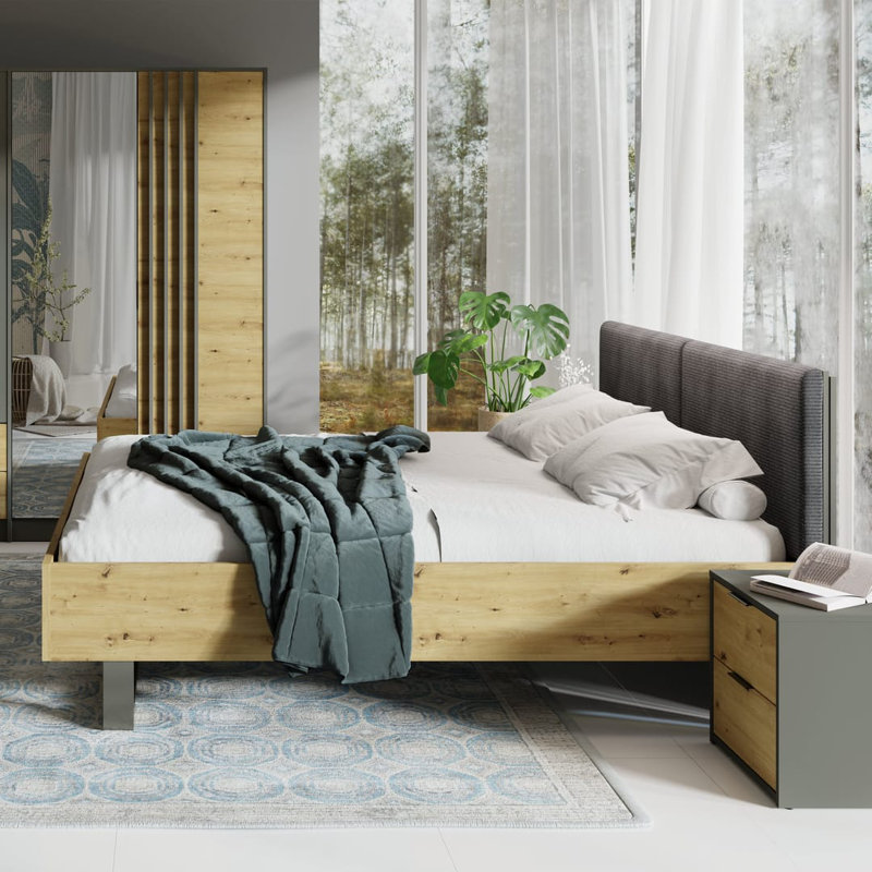 Rimini 23 Bedside Table 44cm (Set of Two) Graphite - Compact Twin Storage for Modern Bedrooms