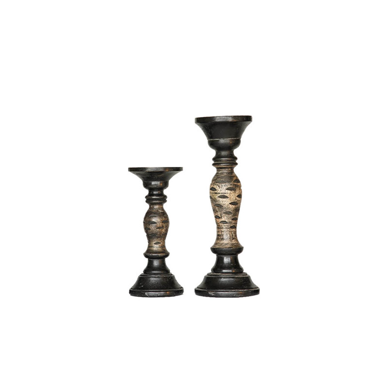 9'' H Wood Tabletop Candlestick