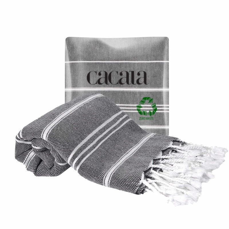 UltraSoft Quick-Dry Turkish Cotton Kitchen Towels - Highly Absorbent, Luxury Dish Towels with Hanging Loop for Gym, Yoga, Bath, Sports, Cleaning, and Kitchen (23 x 36), Black