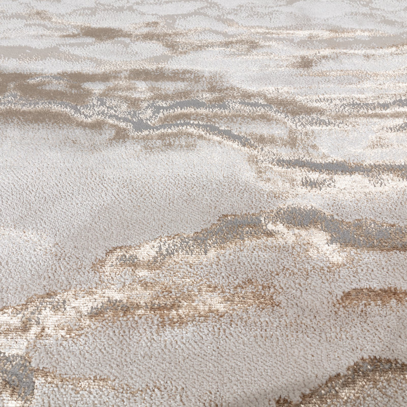 Aurora AU17 Linea Metallic Beige Area Rug, Rectangle 120 x 170cm