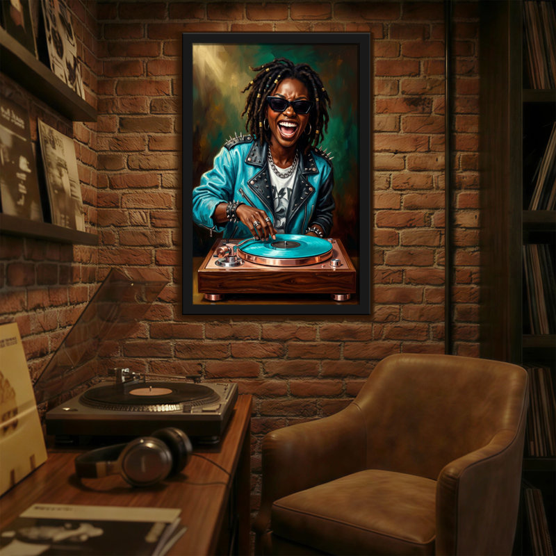 Abstrait disque vinyle en rotation avec joie
