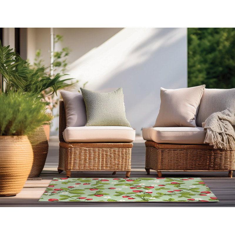 Tapis d'extérieur Strawberries, Rectangle 5 pi x 7 pi
