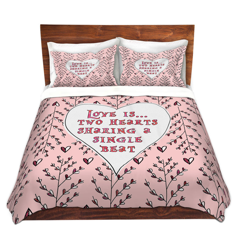 Ensemble de housse de couette love love trees on roses, 1 housse simple + 1 taie standard