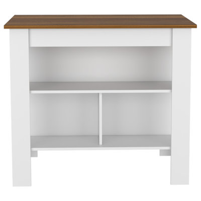 Ensemble de cuisine 2 pièces à 7 tablettes, 4 portes, 1 armoire murale et un îlot de cuisine blanc Sierra
