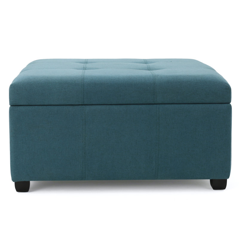 Jamil Upholstered Ottoman, Dark Teal Fabric