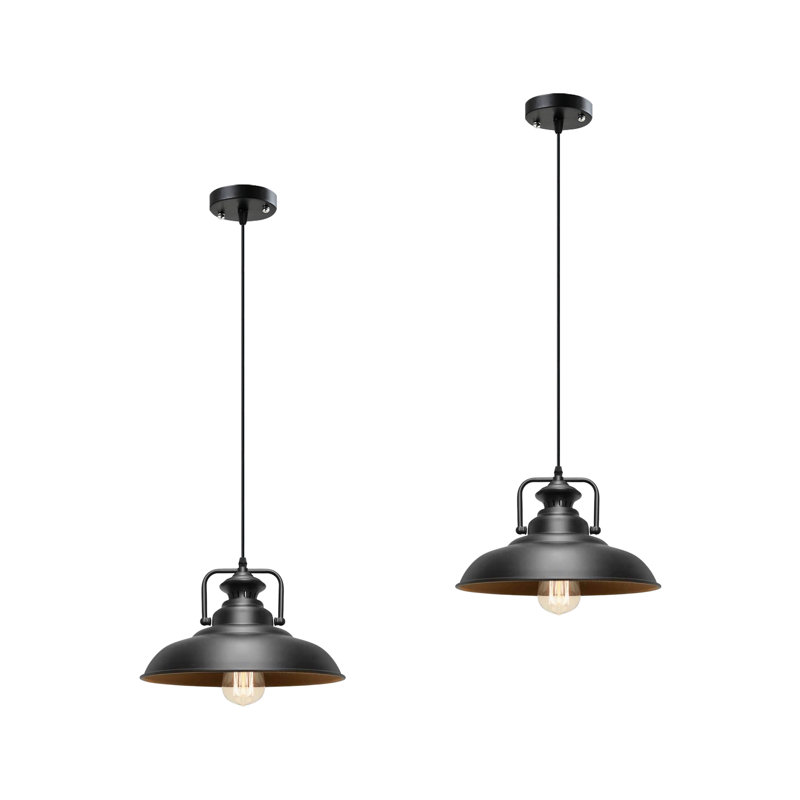 Briarton - Industrial Black Metal Pendant Light – Vintage Suspended Ceiling Fixture with Retro Lampshade, E27 Base for Restaurant, Kitchen, Dining Room, Cafe, Loft, Coffee Bar, and Farmhouse