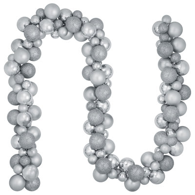 6' Shatterproof Ball 3-Finish Christmas Garland