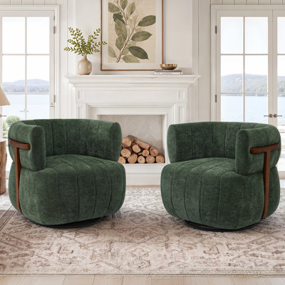 32.6'' Wide Modern  Upholstered Swivel Armchair