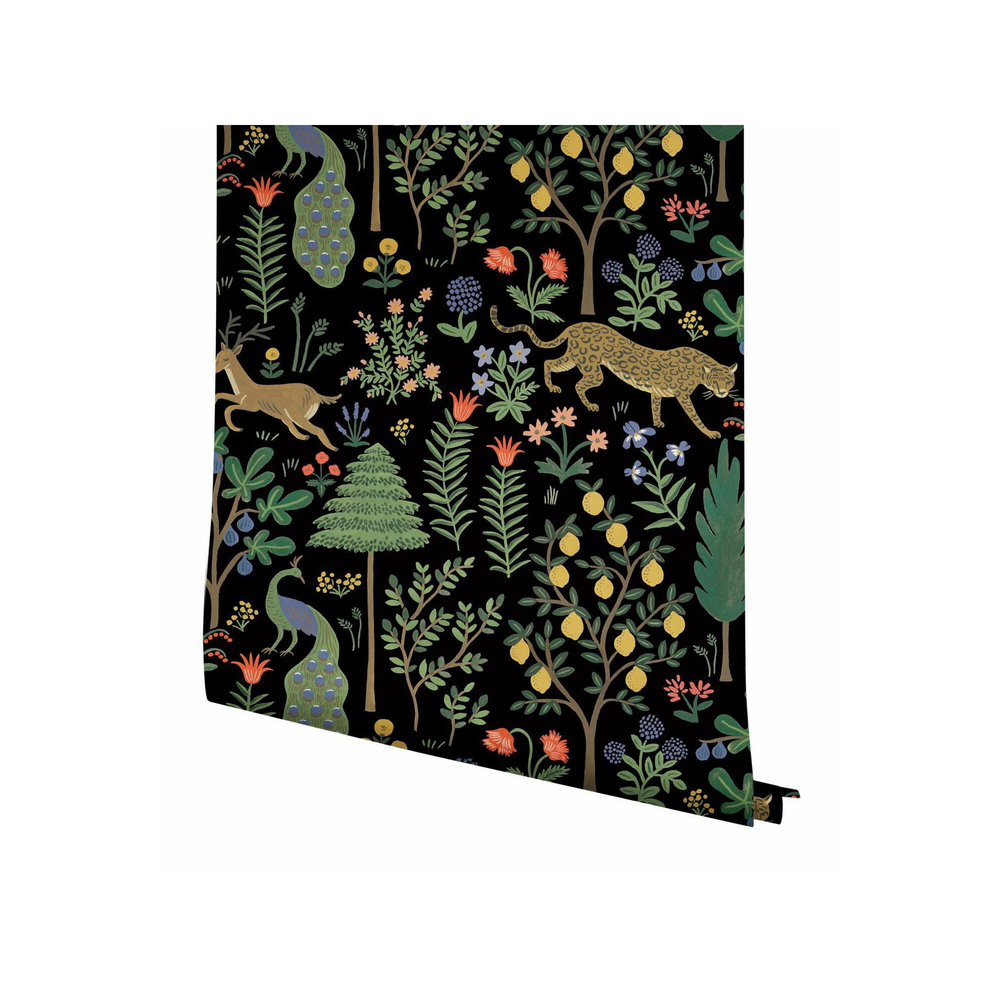Rifle Paper Co. Menagerie 20' L x 27" W Peel and Stick Wallpaper Roll, Black