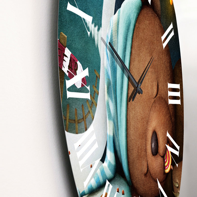 Bear Sleeping In The Den - Children's Art wall clock, Medium