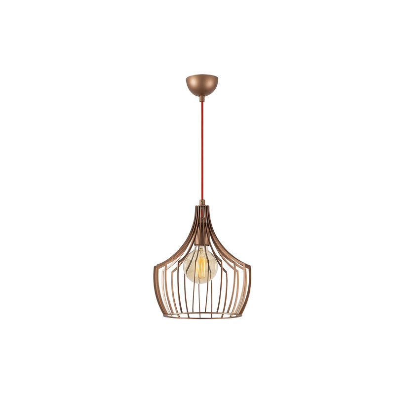 Lustre moderne en cuivre, design industriel | 10,6 po de diamètre, 49,6 po de hauteur | Corps en métal, douille E27 (40 W maximum) | Éclairage élégant pour la maison et le bureau, décor scandinave et de fantaisie, classé IP20, longueur de câble réglable: 35,4 po