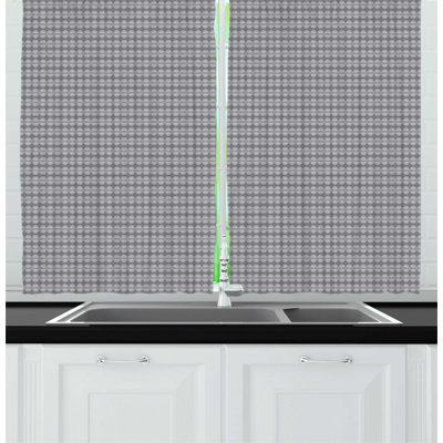 Abstract Continuous Stripes Circular Motifs Polka Dots Illustration Kitchen Curtain