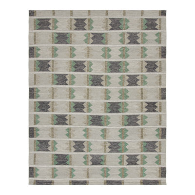 Rug & Kilim’S Scandinavian Rug With Geometric Patterns In Tones Of Green