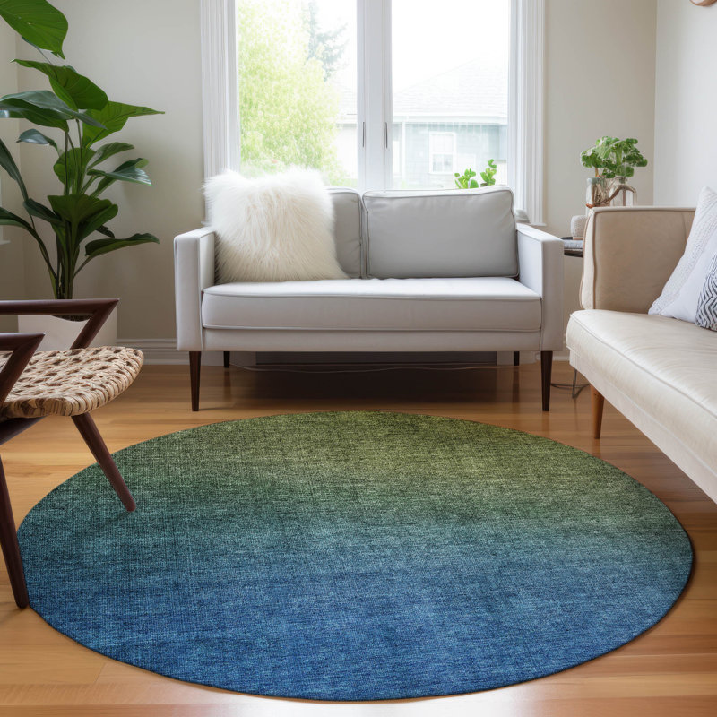 Kinslee Flatweave Synthetic Abstract Indoor / Outdoor Rug, Round 8'