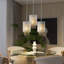 Ensemble de 3 luminaires suspendus en cristal réglables de 5 po en chrome avec perles transparentes, conception élégante pour îlot de cuisine, salle à manger ou salon (sans ampoules)