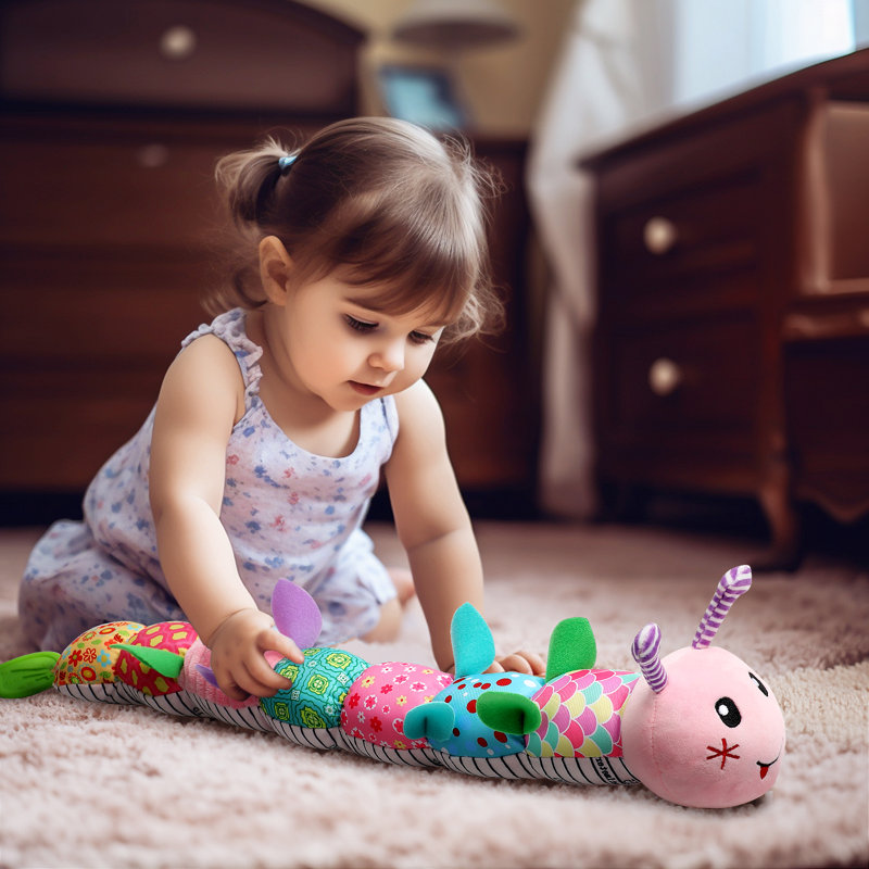Jouet pour bébé, ver à bourre sensorielle multi-textures avec son intégré, jouet pour tout-petit pour les garçons de 0 à 12 mois, InfantPlushToy