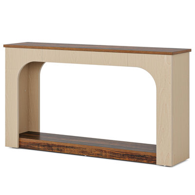 Farmhouse Led Console Table, Wooden Foyer Entry Table, Narrow Long Vintage Sofa Table Behind Sofa