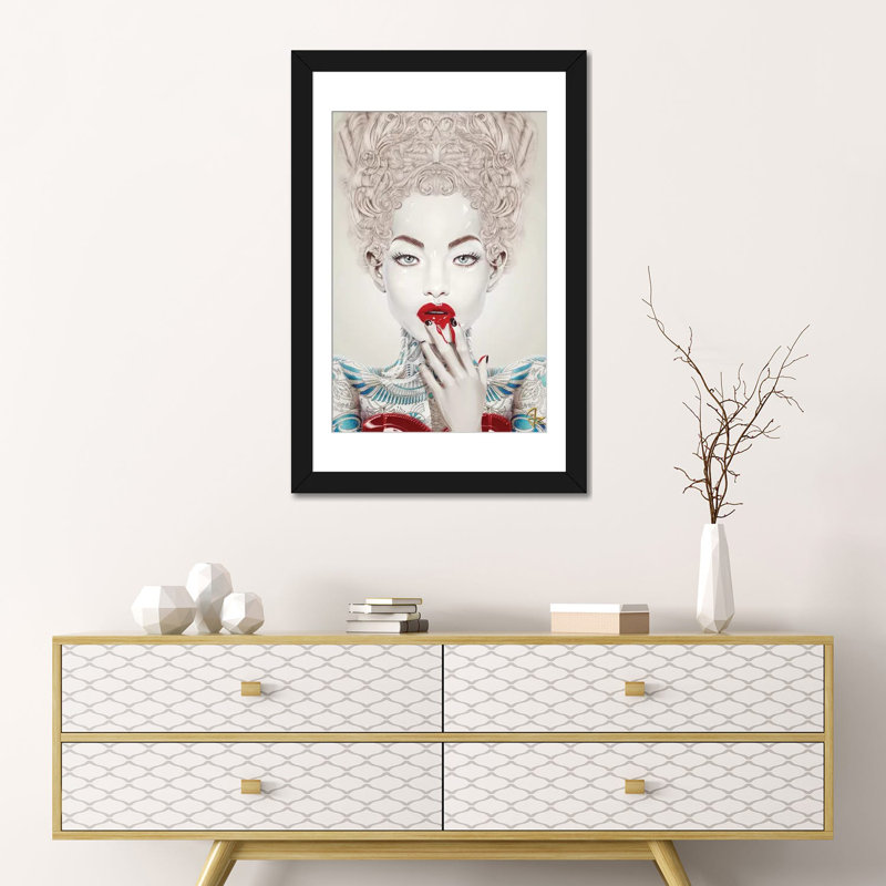 Porcelaine, impression sur toile tendue, H 24 po x l 16 po x P 1 po, Papier d'art encadré noir, Blanc