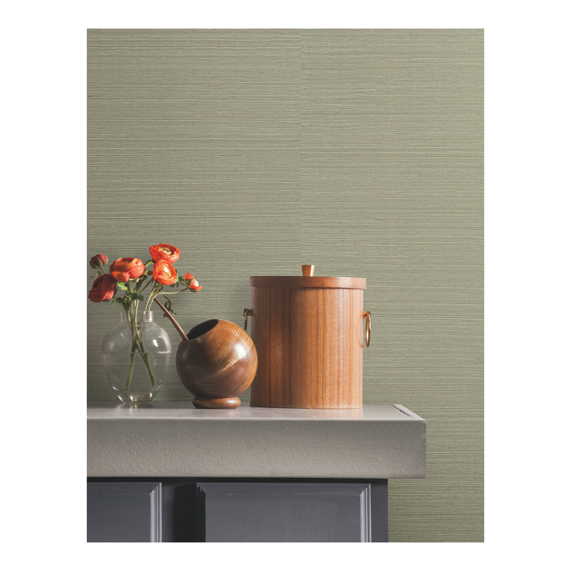 Natural Sisal Peel and Stick Grasscloth Wallpaper, Green