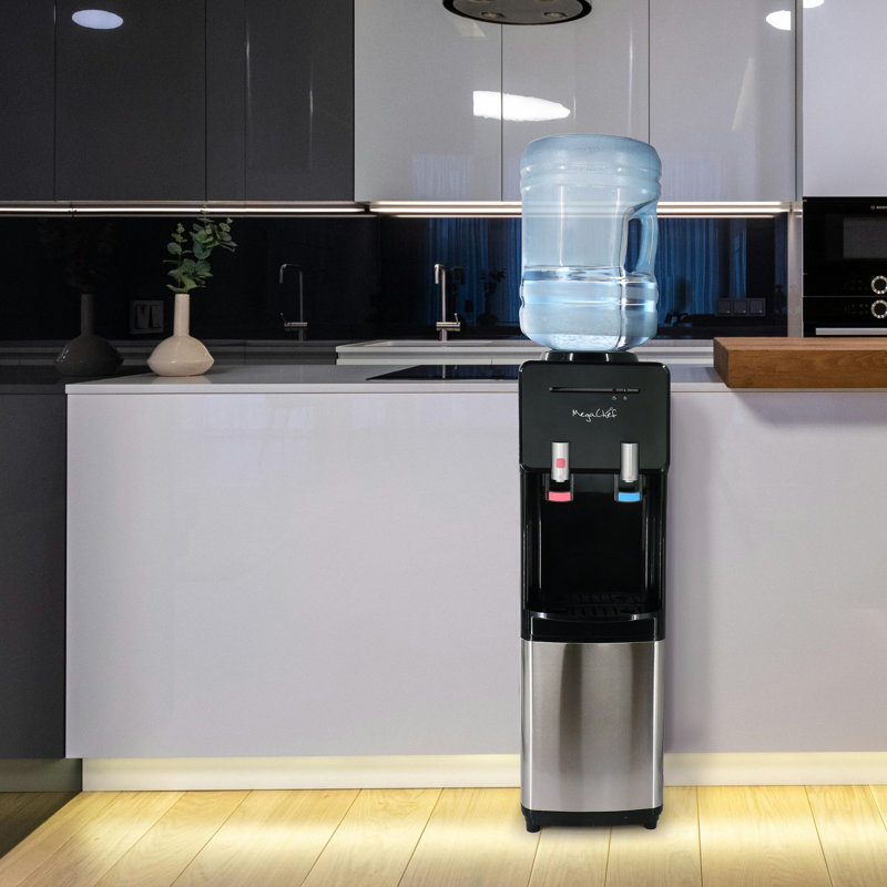 MegaChef Black Metal Top Load Hot and Cold Water Dispenser