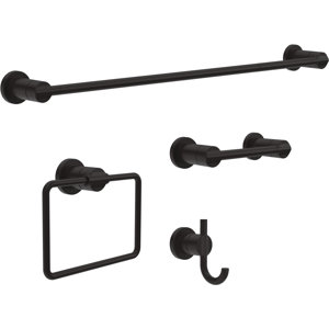 Nicoli 4-Piece Bath Hardware Set 18 to 24 in. Towel Bar, Toilet Paper Holder, Towel Ring, Towel Hook