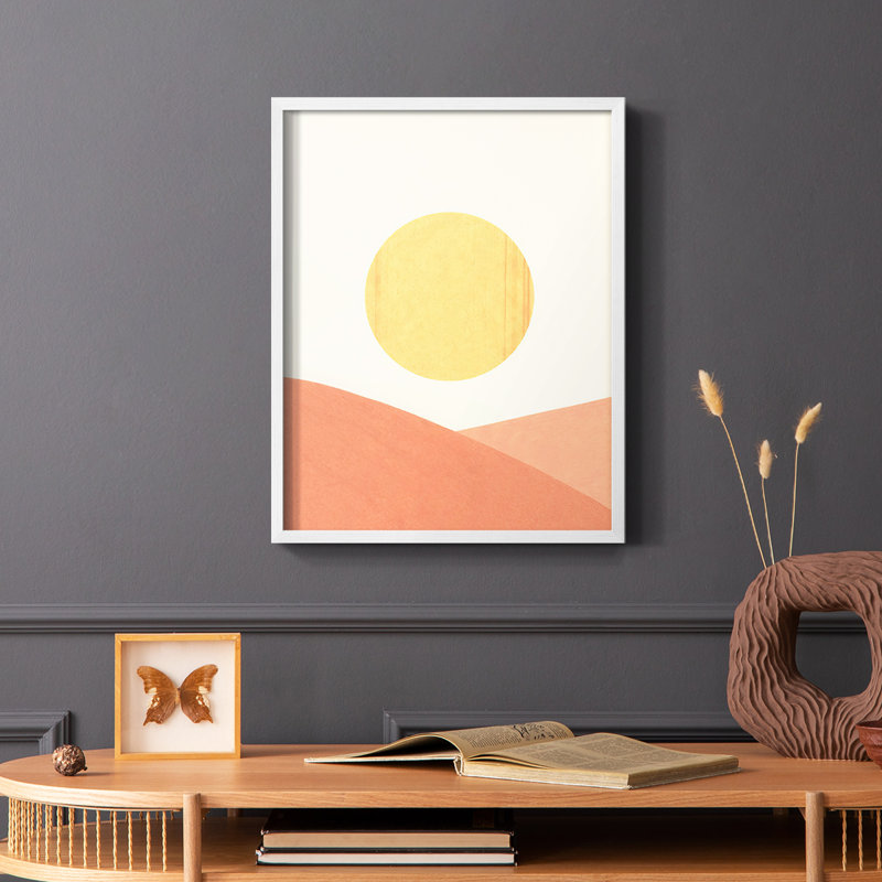 Simple Boho Sun I, reproduction encadrée - bois massif, H 28 po x l 22 po, Blanc