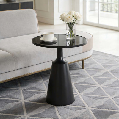 Table d'appoint moderne sans assemblage avec plateau rond en verre
