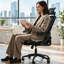 Chaise de bureau ergonomique, supportant jusqu'à 180 kg, avec soutien lombaire réglable, assise en maille respirante et coussin épais, idéale pour un bureau confortable à domicile (noir).-2033402187-1982449721