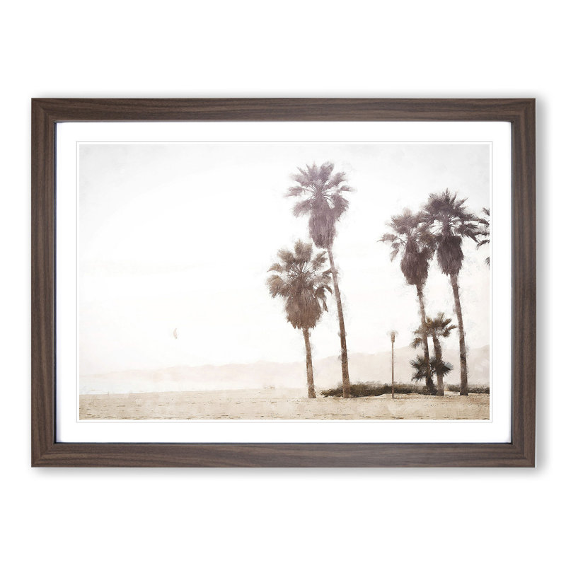 Palm Tree Beach Vol.2 - Framed Print, 27cm H x 36cm W x 2cm D, Walnut Framed