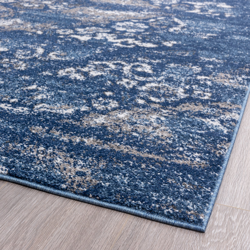 Tapis oriental bleu foncé Villines, Rectangle 8 pi x 10 pi
