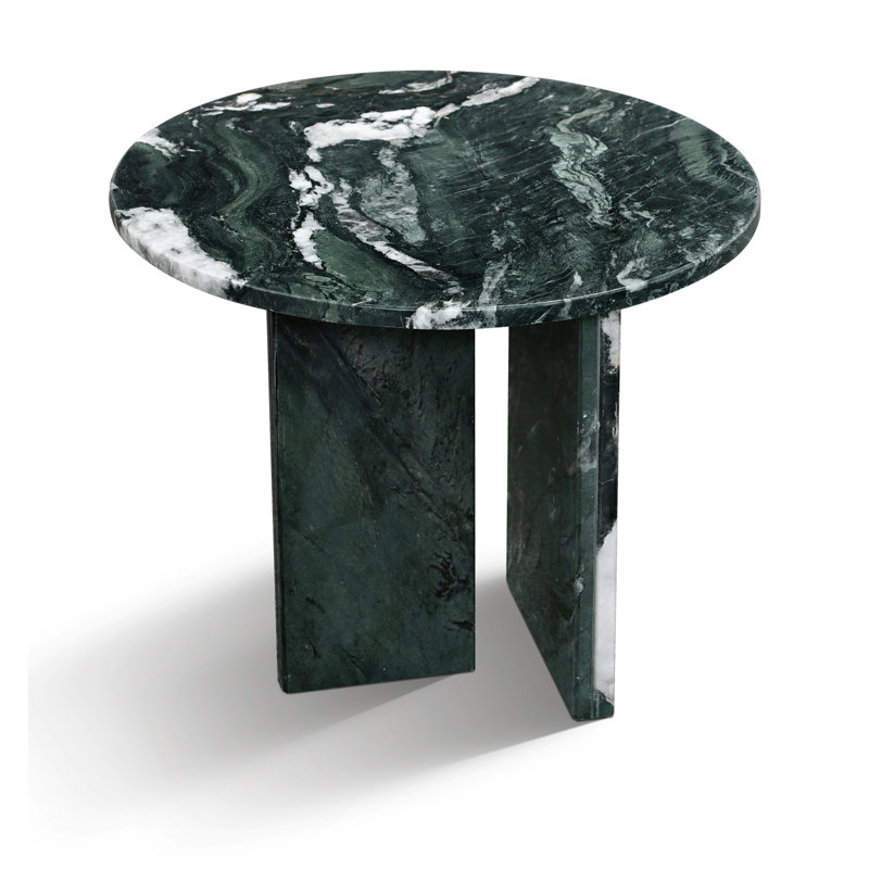 Petite table basse en marbre naturel, 15.8" H x 17.7" L x 17.7" W, Vert