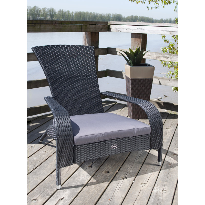 Fauteuil de patio avec coussin Muskoka, Structure noire / Coussin gris foncé