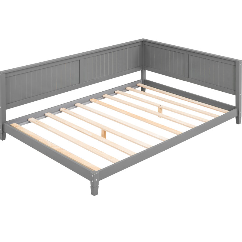 Full Size Wood Daybed/ In Gray - Mid-century Modern With Armrest Comfortability Bed Timeless Style Slats Kit, Gray, Full