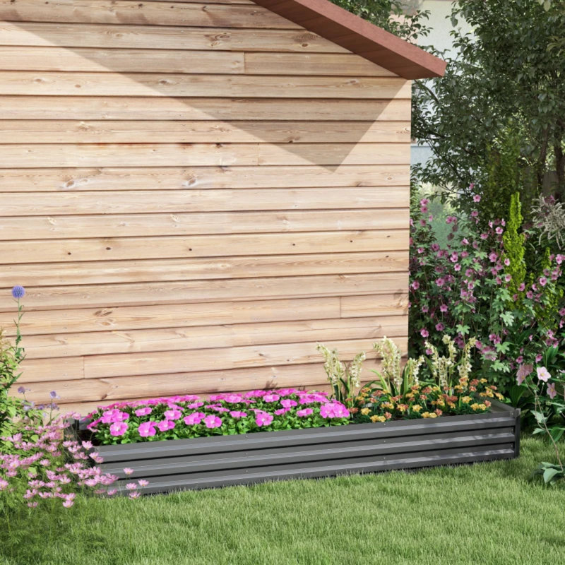 Metal Raised Garden Bed, Dark Grey