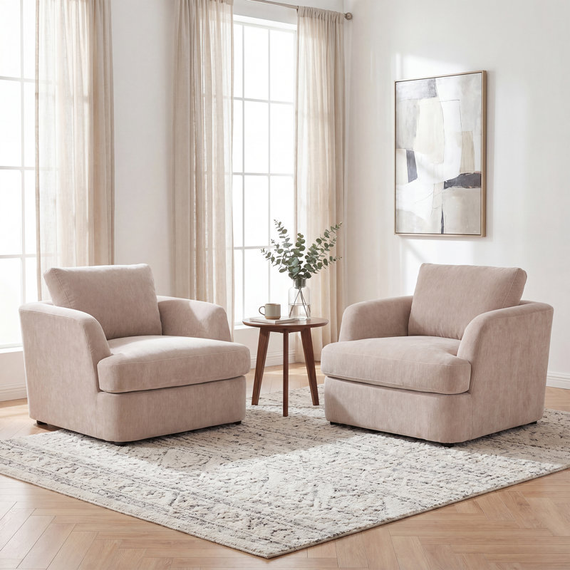 Alameda Velvet Upholstered Armchairs (Set Of 2), Sandstone Velvet