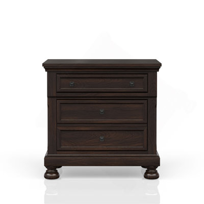 Table de chevet 2 tiroirs cerisier foncé