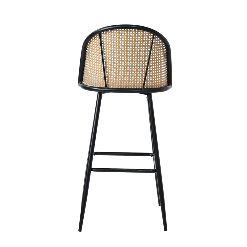 Boho Upholstered Counter Stool with Metal Frame