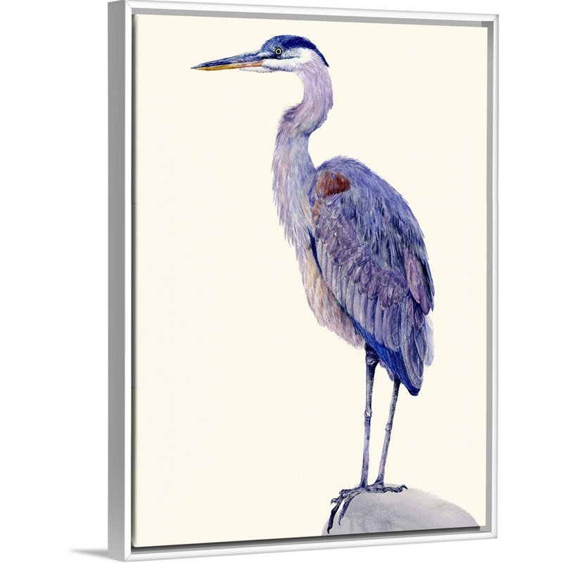 «Heron Study I», art mural sur toile, Toile blanche encadrée, H 18 po x l 14 po x P 2 po