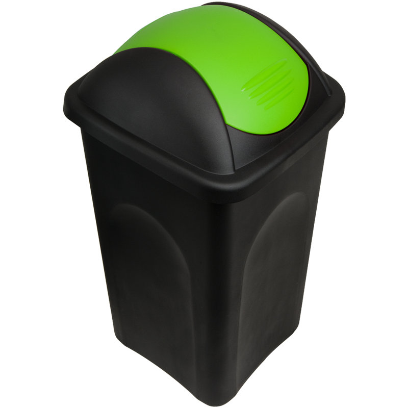 60 Litre Swing Top Trash Can, Black/Green