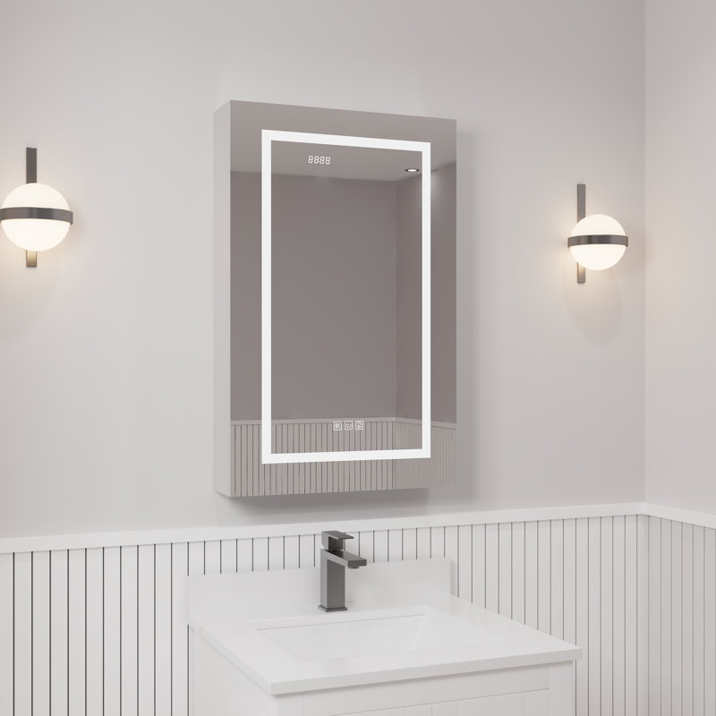 Armoire à pharmacie avec miroir à DEL de 20 po x 32 po Brayden Studio® Courtund, H 32 po x l 20 po x P 5,11 po