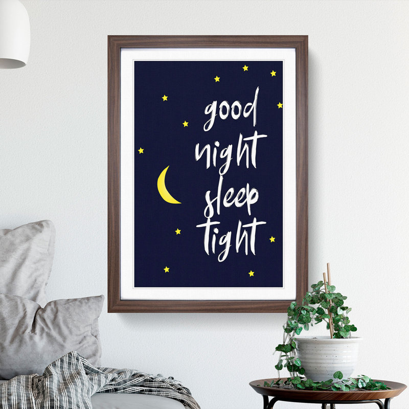 Good Night Sleep Tight - Picture Frame Typography, 90cm H x 65cm W x 2cm D, Walnut Framed