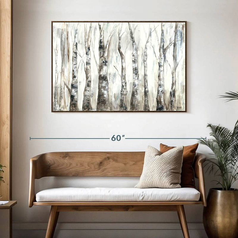 Winter Aspen Trunks - neutre, 46 po x 31 po, Cadre flottant noyer